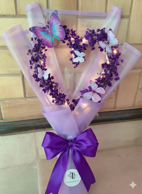 "Fairy Tale" Glowing Butterfly Heart Bouquet