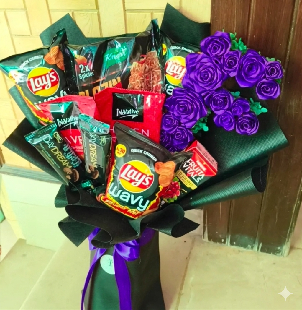 The "Midnight Haul" Snack & Rose Bouquet