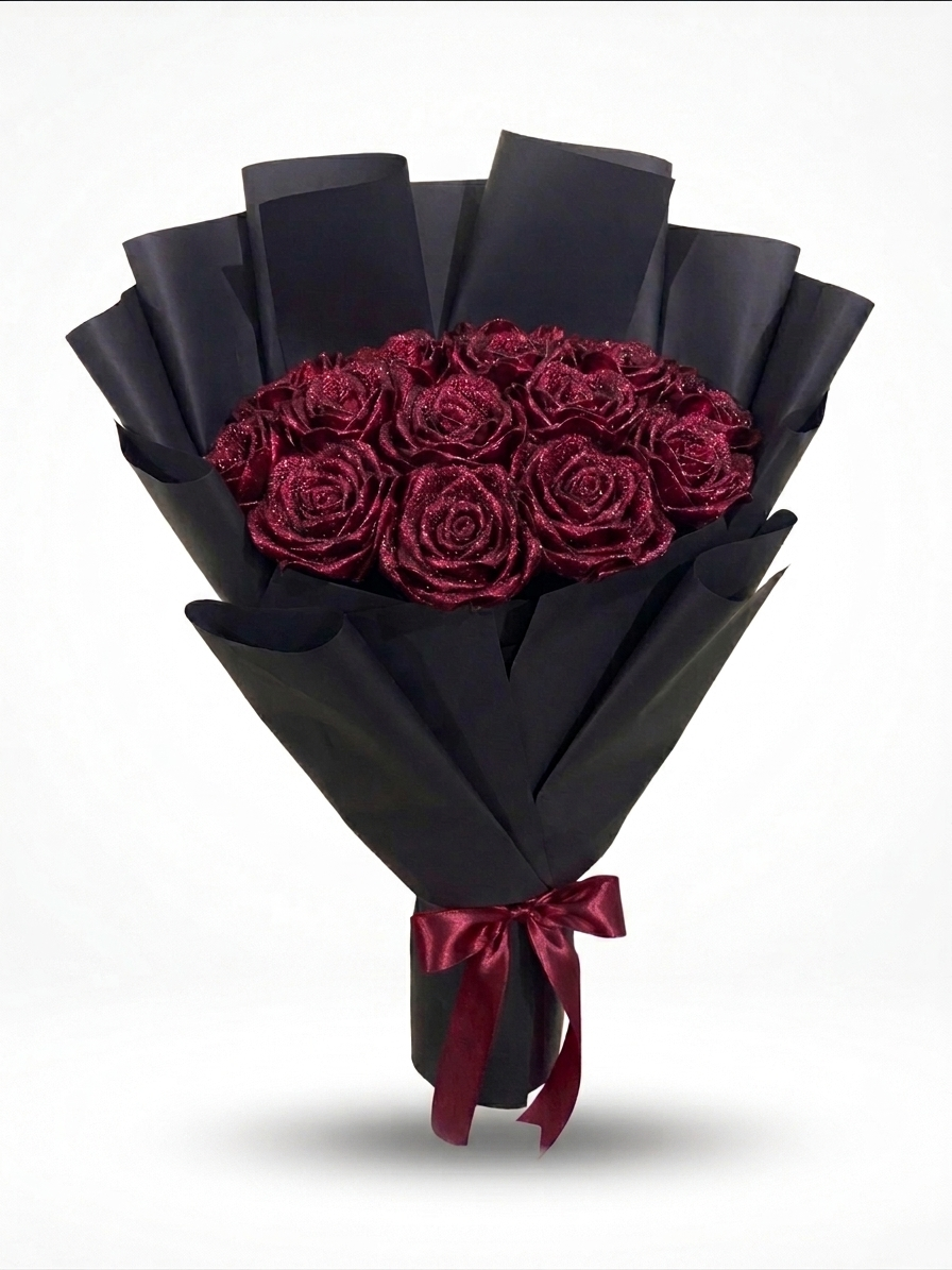 The "Grand Ruby" Shimmer & Satin Bouquet