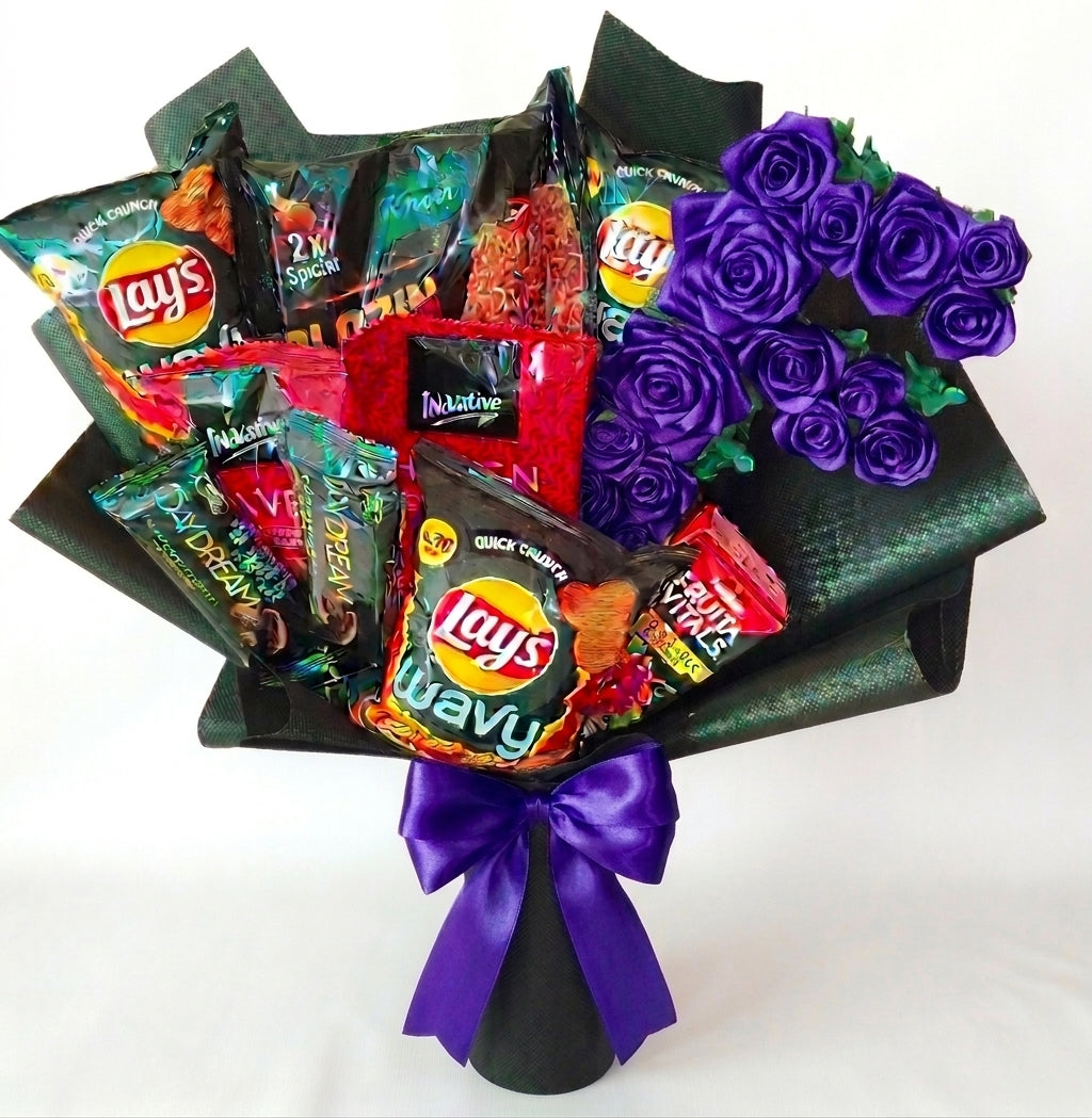 The "Midnight Haul" Snack & Rose Bouquet
