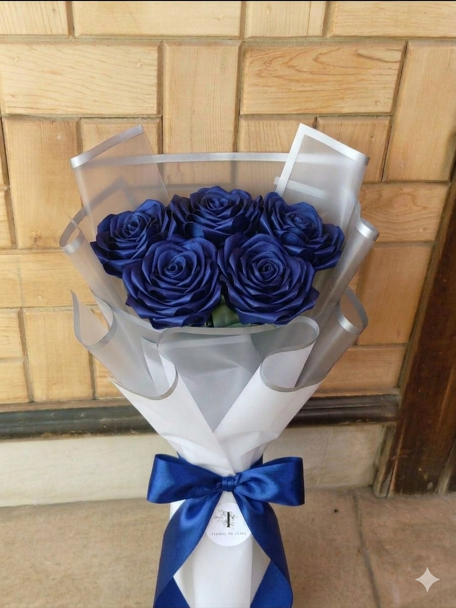 The "Amethyst Shimmer" Everlasting Ribbon Rose Bouquet