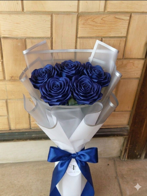The "Amethyst Shimmer" Everlasting Ribbon Rose Bouquet