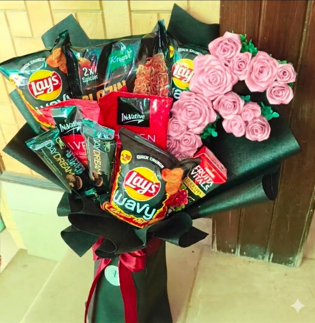 The "Midnight Haul" Snack & Rose Bouquet