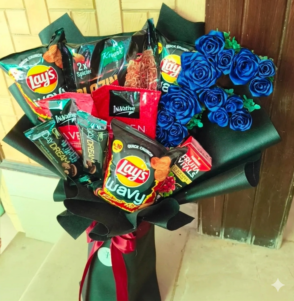 The "Midnight Haul" Snack & Rose Bouquet