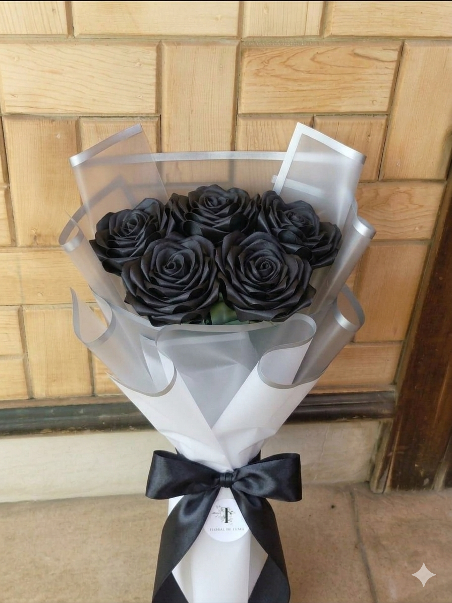 The "Amethyst Shimmer" Everlasting Ribbon Rose Bouquet