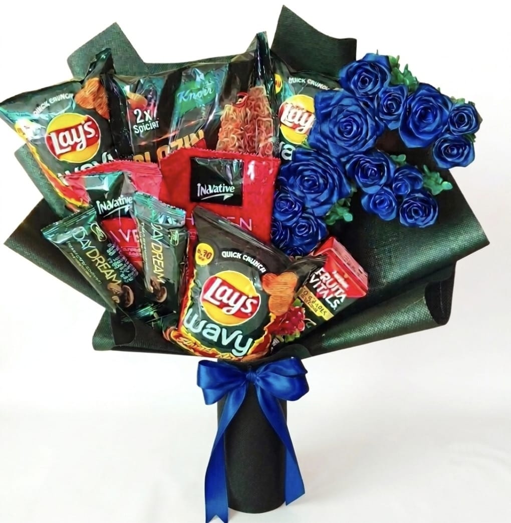 The "Midnight Haul" Snack & Rose Bouquet