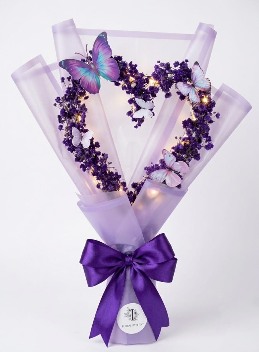 The "Fairy Tale" Glowing Butterfly Heart Bouquet