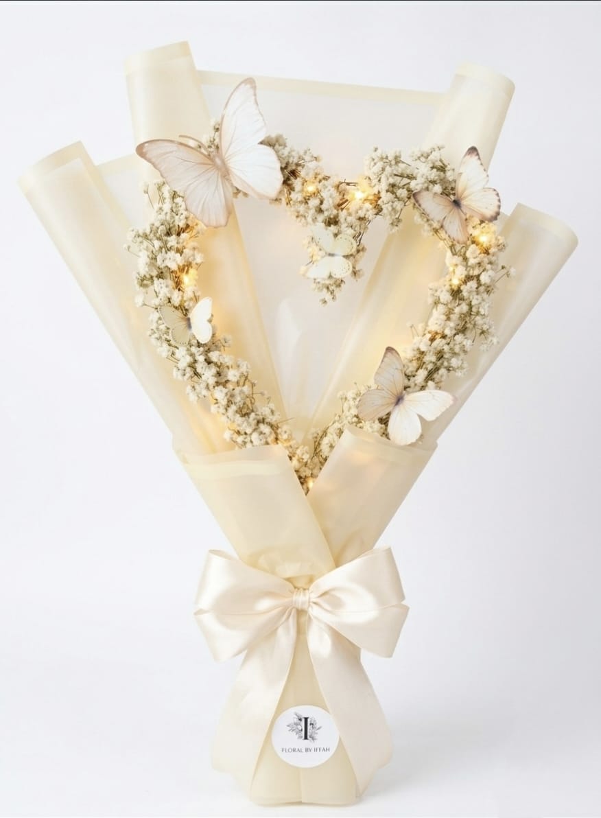 The "Fairy Tale" Glowing Butterfly Heart Bouquet